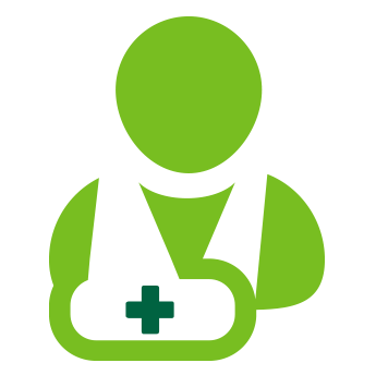 Illustration of patient wearing sling over arm