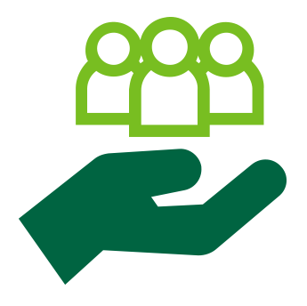 Illustration of hand holding people