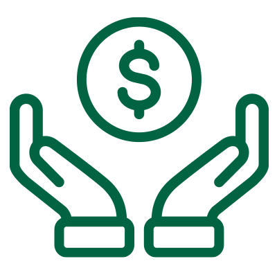icon showing two hands ready to catch falling money