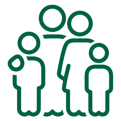 icon showing parents and kids standing together