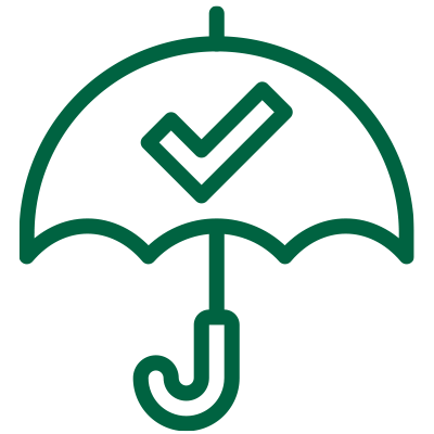 icon showing umbrella representing concept of insurance coverage
