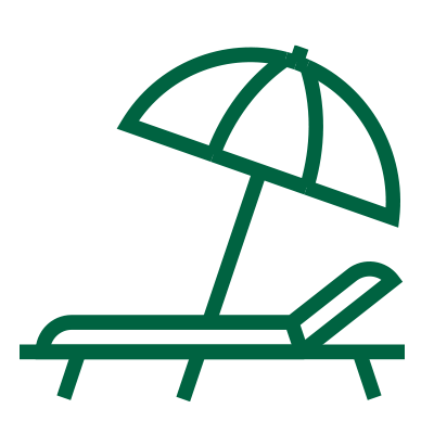 icon showing parasol shading an empty beach chair